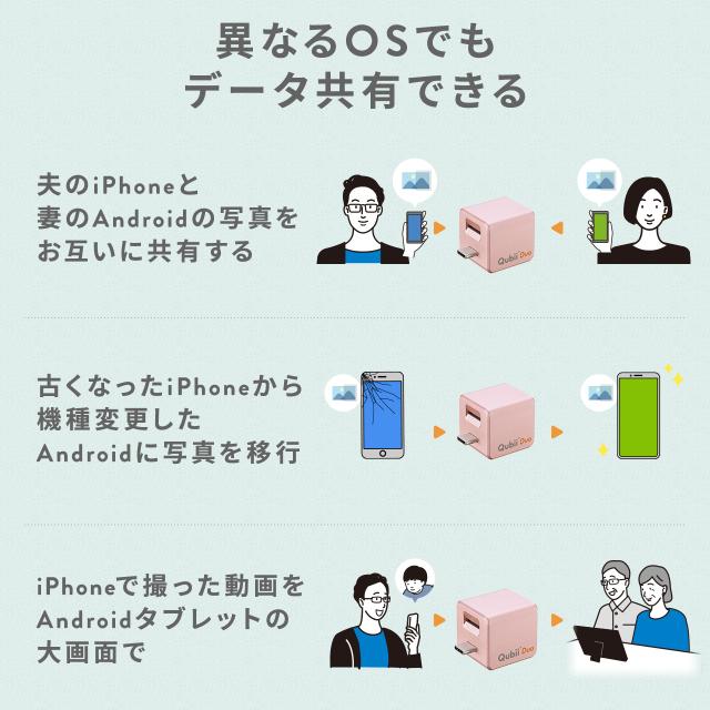 Qubii EX 512GB Type-C接続 PD60W 高速充電 iOS Android 自動バックアップ パソコン不要 容量不足解消 iPad iPhone15対応 ローズゴールド ブルー ホワイト[600-IPLBC512G]_6