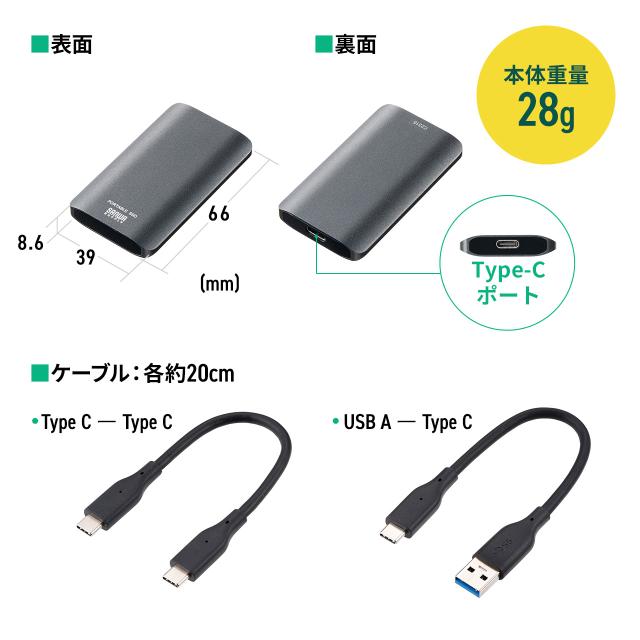 外付けポータブルSSD 1TB 箱傷あり品（2） ポータブルSSD 外付け USB3.2 Gen2 1TB 最大読み込み速度約540MB
