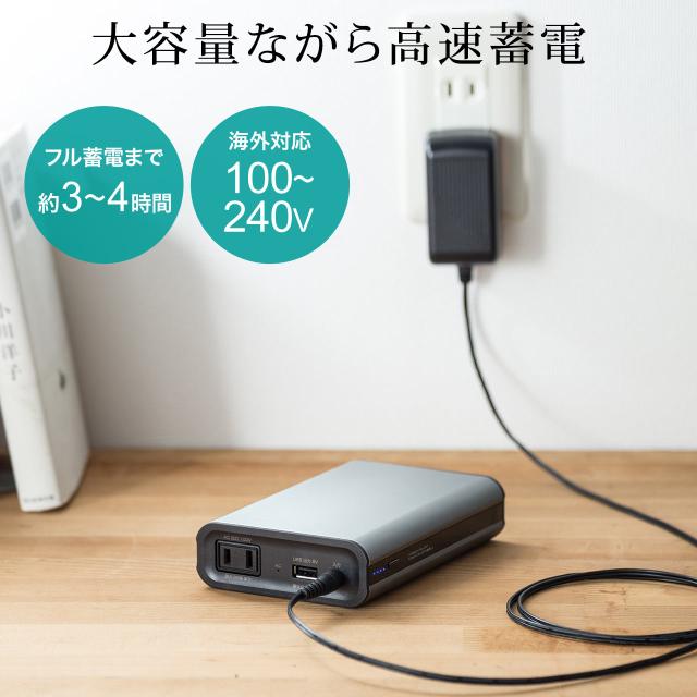 コンセント付き モバイルバッテリー 65W出力 11,400mAh ノートパソコン