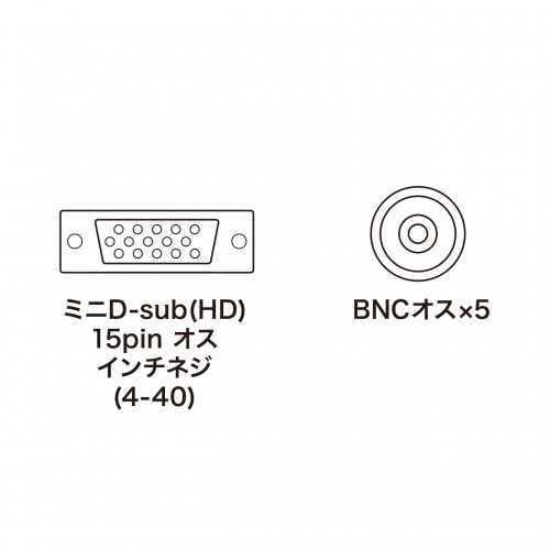 ケーブル ディスプレイケーブル アナログRGBケーブル BNC同軸 [4m][KB