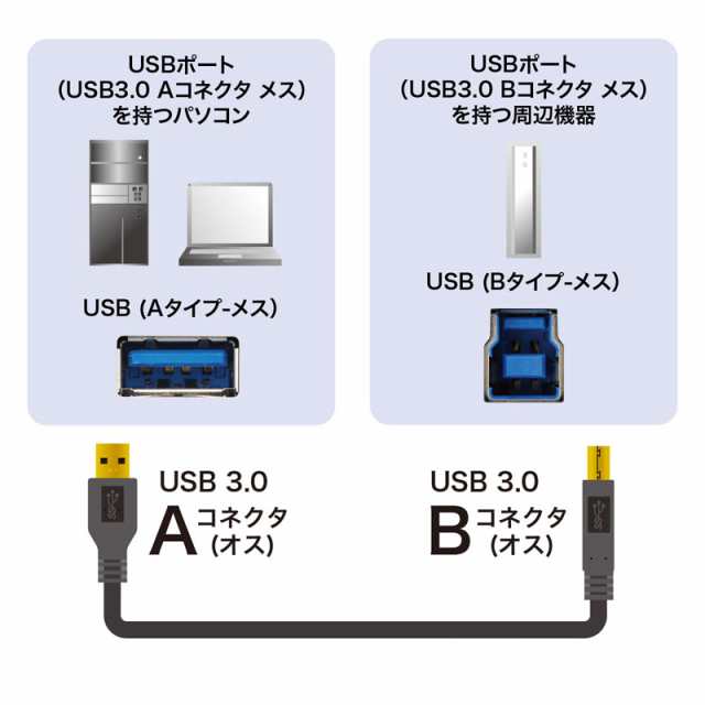 USB3.0ケーブル USB A Bコネクタ 2m ブラック[KU30-20BKK] 人気