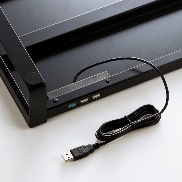 電源タップ＋USBハブ付き机上ラック W1000mm ブラック[MR-LC206BKN]_6