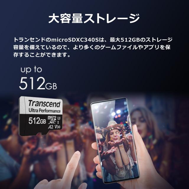 microSDカード 256GB Class10 UHS-I U3 A2 V30 SDカード変換アダプタ付 Transcend [TS256GUSD340S]_5