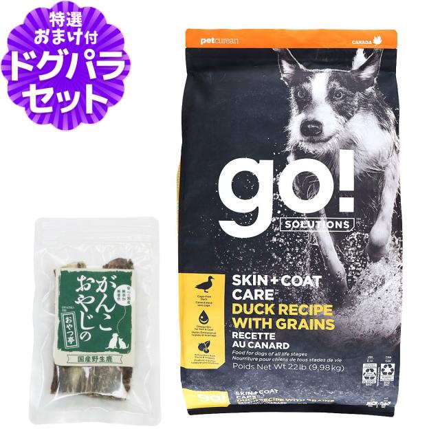 【沖縄以外送料無料】GO! ゴー 皮膚+被毛ケア 全粒穀物 ダック 9.98kg＋国産鹿のスペアリブ ショートカット 2本入り 犬 ドッグ フード ドック 皮膚 被毛 鴨 オメガ脂肪酸 お腹 野菜 フルーツ 乳酸菌 子犬 子いぬ パピー 成犬 アダルト 高齢犬 シニア