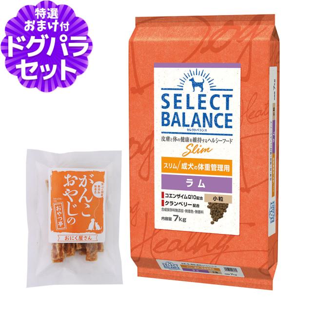 【沖縄以外送料無料】セレクトバランス ドッグフード スリム ラム 小粒7kg+国産たじま鶏ジャーキー20g 8,168円