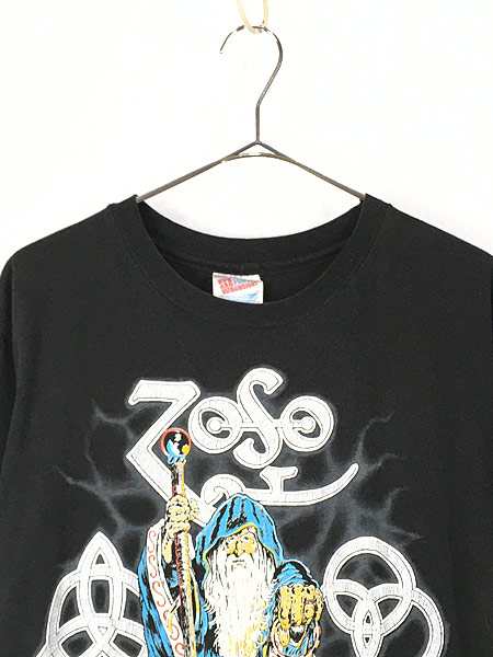 古着 90s USA製 LED ZEPPELIN 「ZOSO」 ハーミット 隠者 ロック バンド Ｔシャツ L 古着｜au PAY マーケット