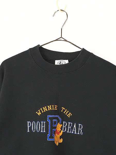 古着 90s USA製 Disney Pooh クマのプーさん スウェット トレーナー 黒 XL 古着｜au PAY マーケット