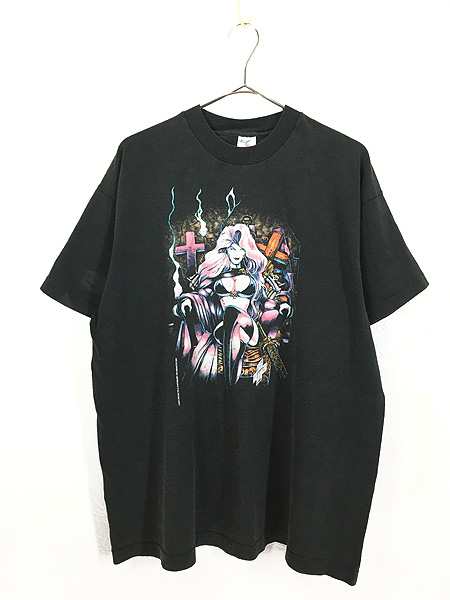 古着 90s USA製 Lady Death レディデス アメコミ キャラクター Tシャツ 黒 XL 古着