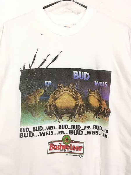 古着 90s Budweiser バドワイザー カエル ビール 企業 Tシャツ XL 古着｜au PAY マーケット