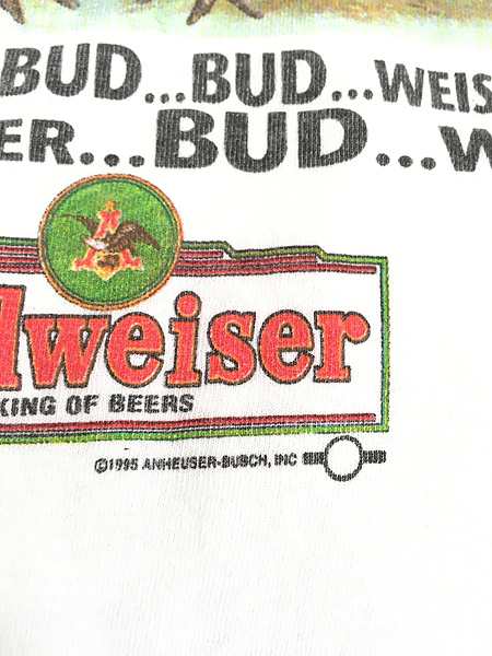 古着 90s Budweiser バドワイザー カエル ビール 企業 Tシャツ XL 古着