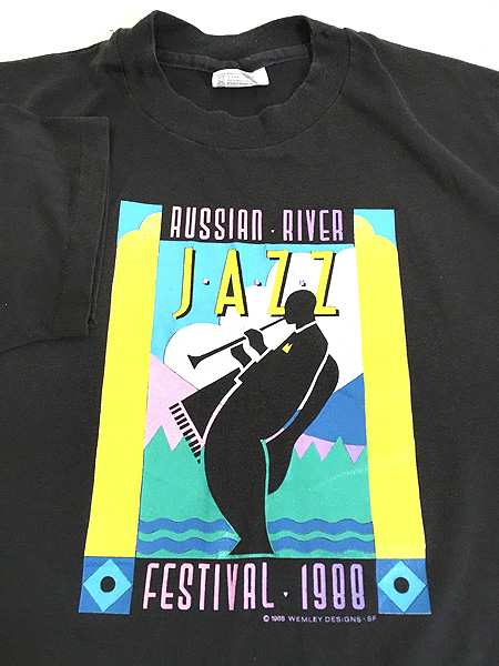 古着 80s USA製 RUSSIAN RIVER ジャズ フェス ミュージック アート T