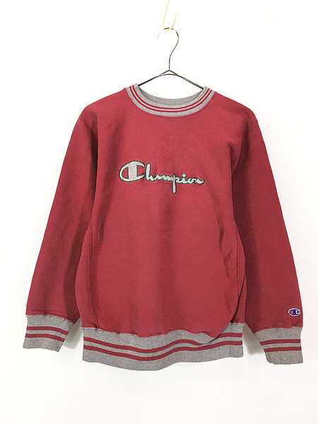 古着 90s USA製 Champion Reverse Weave BIG ロゴ リブライン リバース スウェット 赤 M 古着の通販は 14,190円