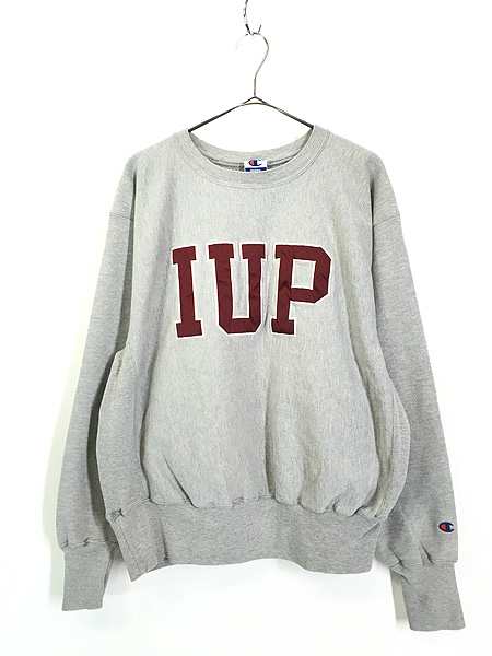 古着 90s Champion Reverse Weave 「IUP」 ナイロン パッチ リバース スウェット XL位 古着