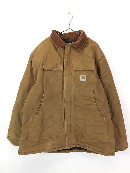 古着 90s Carhartt ブラウン ダック パデット トラディショナル コート XL位 古着