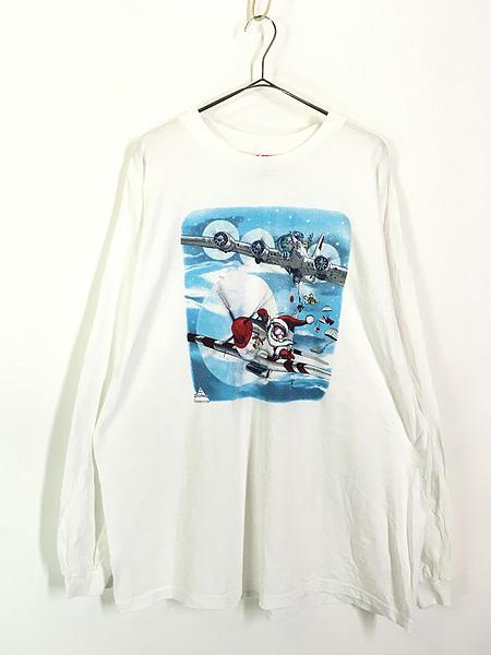 古着 90s USA製 RUDOLPH 飛行機 サンタクロース プレゼント 長袖 Tシャツ ロンT カットソー XXL 美品!! 4,851円