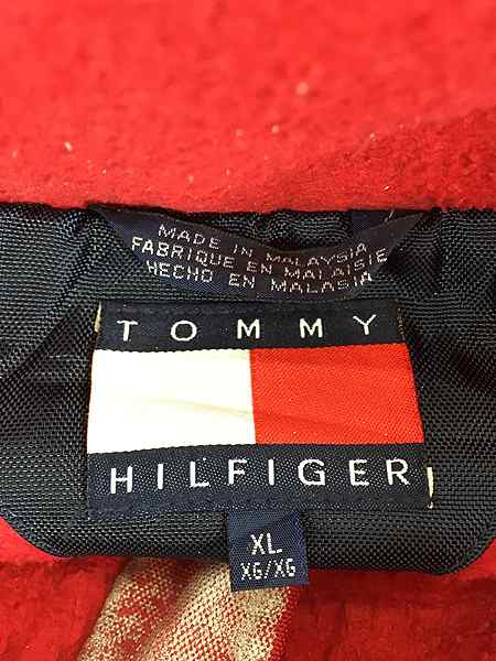 古着 90s TOMMY HILFIGER ロゴ 刺しゅう 裏地 フリース 2way ナイロン ジャケット L 古着