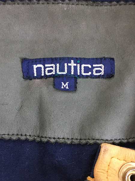 古着 90s Nautica 本革 オール レザー ハンティング ジャケット M 古着