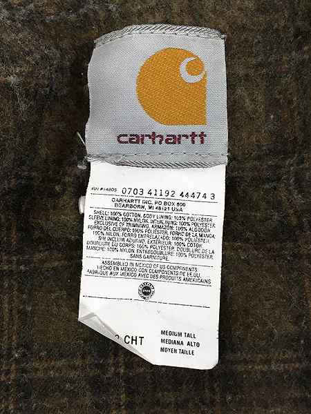 古着 90s Carhartt 裏地 ブランケット ウエスタンヨーク ブラウン ダック ミドル ジャケット 茶 M 古着