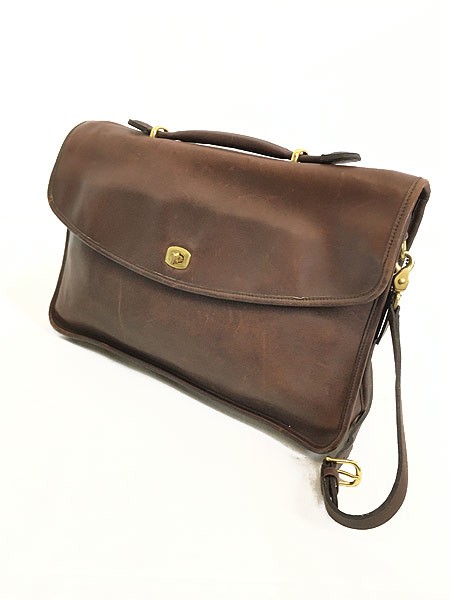 雑貨 古着 90s OLD COACH 本革 レザー 2way スクエア ビジネス バッグ 大型 茶 古着の通販は