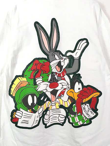 古着 90s LOONEY TUNES ダフィー ダック 両面 BIG プリント Tシャツ L