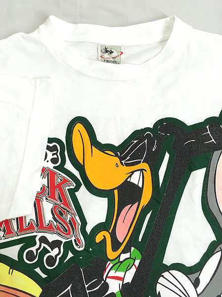 古着 90s LOONEY TUNES ダフィー ダック 両面 BIG プリント Tシャツ L