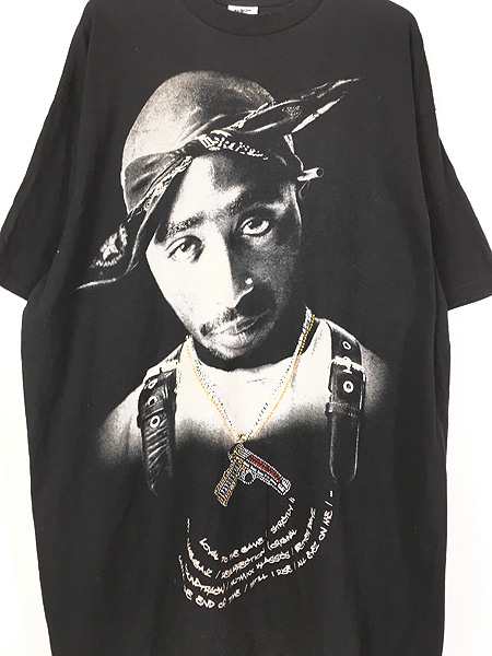 メンズ2PAC ラインストーン フォト プリント Tシャツ Usa製 2XL 90s