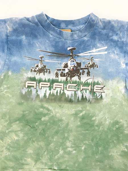 キッズ 古着 90s USA製 LIQUID BLUE 「APACHE」 ヘリコプター AH-64 タイダイ Tシャツ M 10歳以上位 古着の通販はau  PAY マーケット 古着屋ドラセナ au PAY マーケット－通販サイト