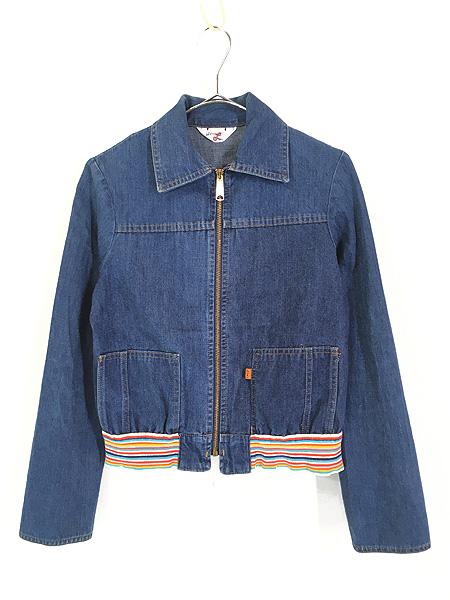 レディース 古着 70s Levi's レインボー ボーダー リブ フルジップ デニム ジャケット ブルゾン M 古着の通販は 8,059円