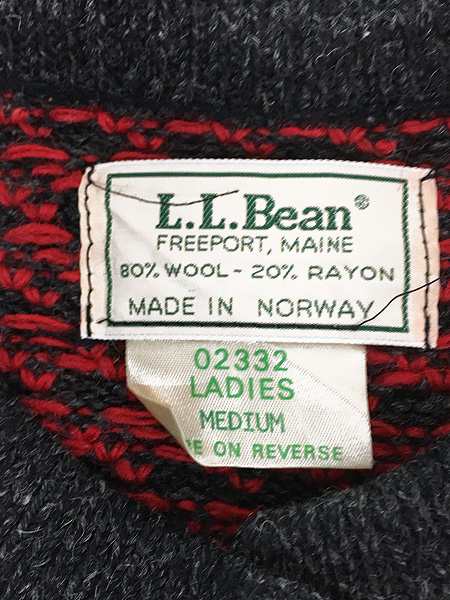 レディース 古着 80s Norway製 LL Bean バーズアイ ヘビー ウール