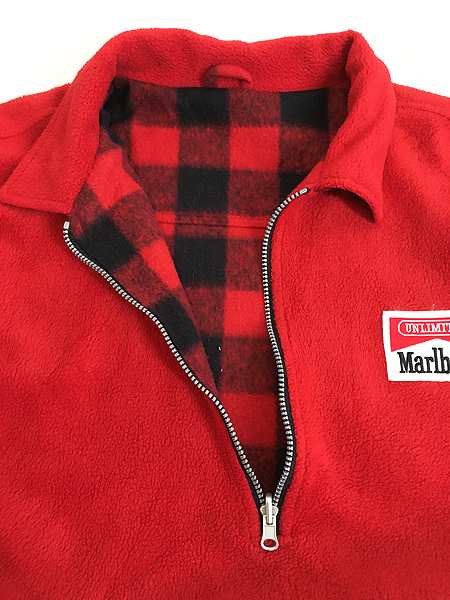 古着 90s Marlboro バッファロー チェック ハーフジップ リバーシブル