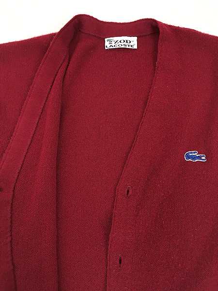 古着 80s IZOD LACOSTE ワニ パッチ アクリル ニット カーディガン W 