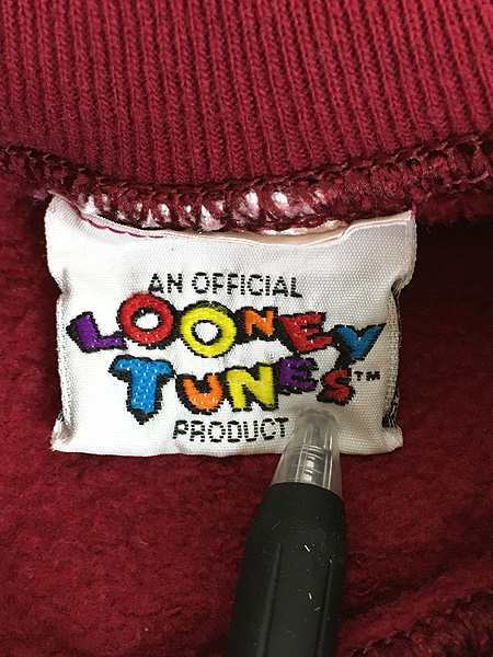 古着 90s USA製 LOONEY TUNES タズ だまし絵 スウェット トレーナー L 古着