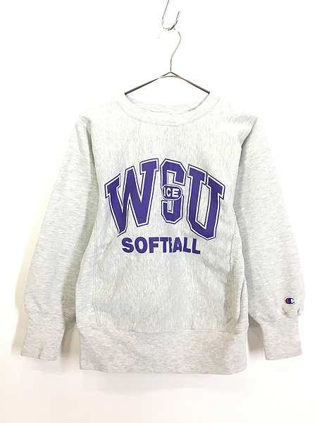 古着 90s USA製 Champion Reverse Weave 「WSU SOFTBALL」 2段 リバース スウェット S 古着