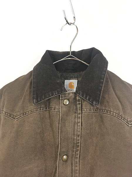 古着 Carhartt 裏地 チェック ブランケット ウエスタンヨーク ブラウン 