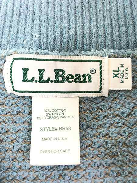 古着 90s USA製 LL Bean ヘンリーネック ポップコーン コットン ニット