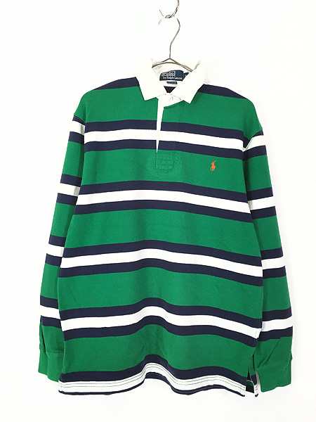 古着 Polo Ralph Lauren ポニー 刺しゅう マルチ ボーダー ラガー ラグビー シャツ S 古着 5,524円