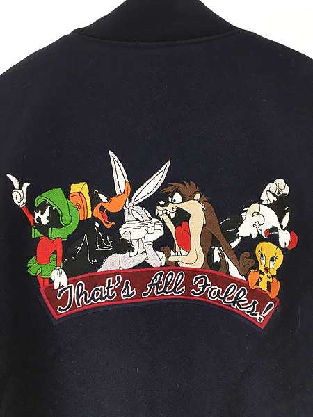 古着 90s LOONEY TUNES キャラクター 刺しゅう メルトン ウール