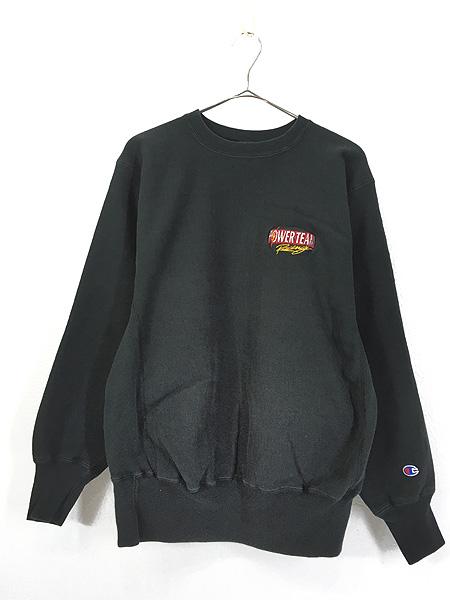 古着 90s Champion Reverse Weave 「POWER TEAM」 レーシング リバース スウェット 黒 L 古着の通販は