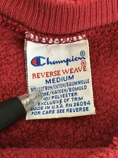 古着 90s USA製 Champion Reverse Weave 「Wisconsin」 刺しゅう リバース スウェット M 古着