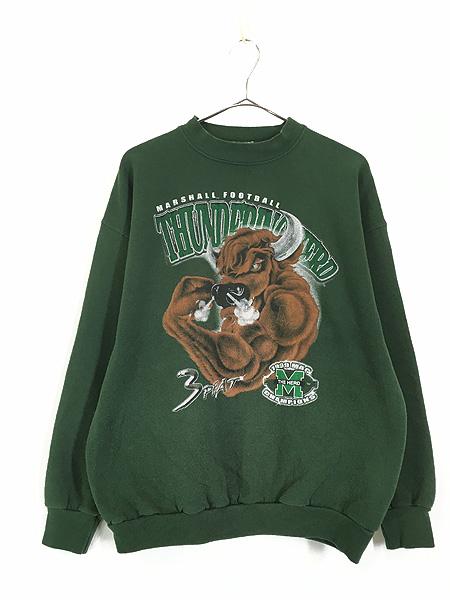 古着 90s USA製 Marshall Thundering カレッジ アメフト スウェット トレーナー L 古着の通販は 5,524円