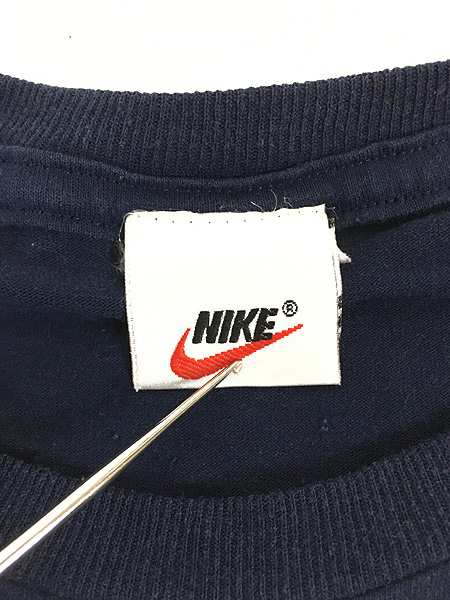 古着 90s NIKE フロント ロゴ スウォッシュ ナイロン パッチ Ｔシャツ