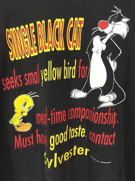 レディース 古着 80s LOONEY TUNES トゥイーティー シルベスター 両面 BIG プリント キャラクター Tシャツ S位 古着 レディース 古着 80s LOONEY TUNES トゥイーティー シルベスター