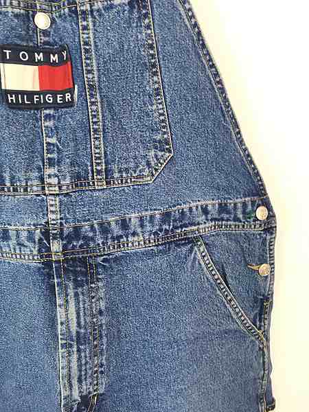 古着 90s TOMMY JEANS 多ポケット ロゴ 刺しゅう デニム ショーツ 