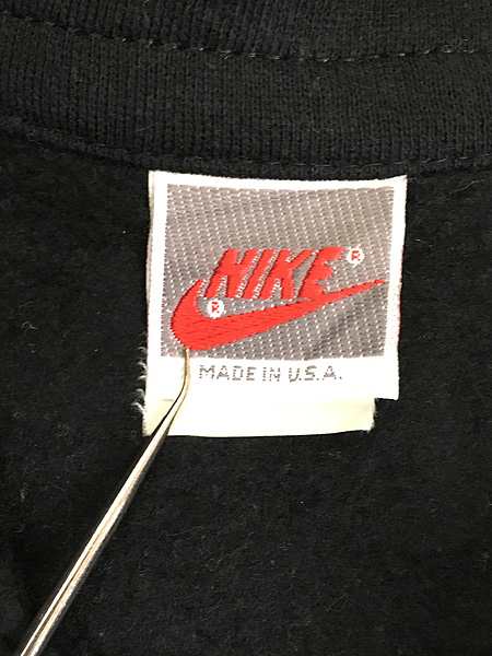 古着 90s USA製 NIKE BIG ロゴ 3カラー ハイネック ハーフジップ スウェット トレーナー L 古着