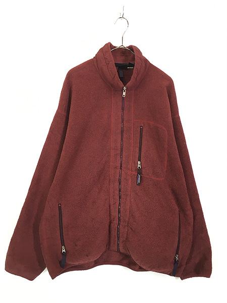 古着 98s USA製 Patagonia Dポケット シンチラ フリース カーディガン 赤 XL 古着の通販は