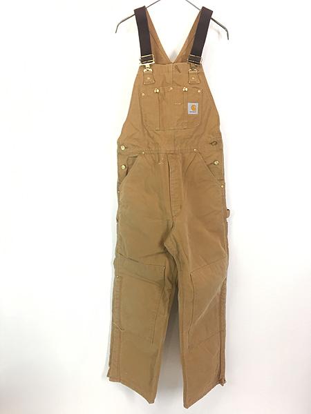 古着 Carhartt パデット ブラウン ダック Wニー ワーク オーバーオール W35 L28 古着の通販は