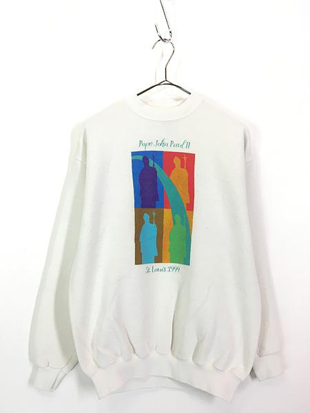 古着 90s Pope John Paul ?U ヨハネ パウロ 2世 アート オールド スウェット トレーナー Mの通販は 8,690円
