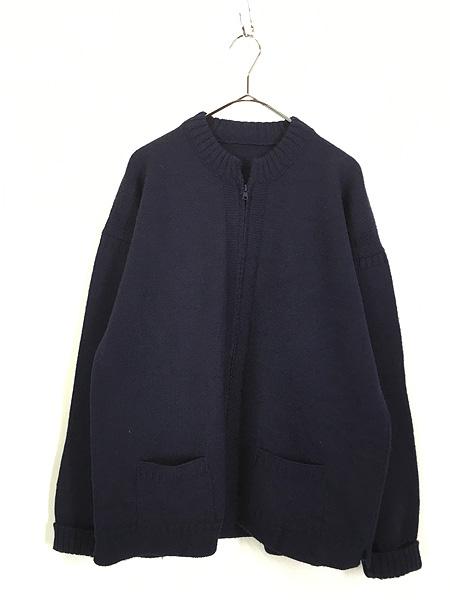 古着 80s 英国製 Le Tricoteur 人気 ガンジー フィッシャーマン パチポケ ヘビー ウール ニット カーディガン XL位の通販は