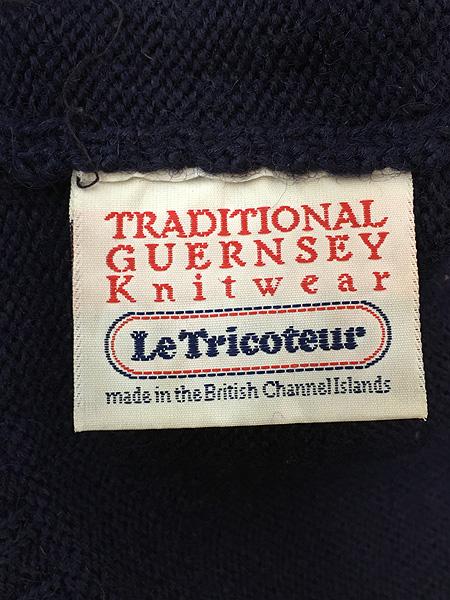 古着 80s 英国製 Le Tricoteur 人気 ガンジー フィッシャーマン パチポケ ヘビー ウール ニット カーディガン XL位の通販は