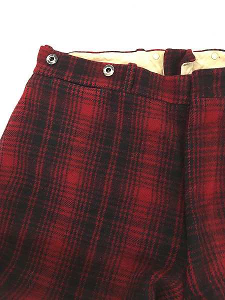 古着 60s WoolRich バッファロー チェック メルトン ウール ハンティング パンツ スリム W35 L27